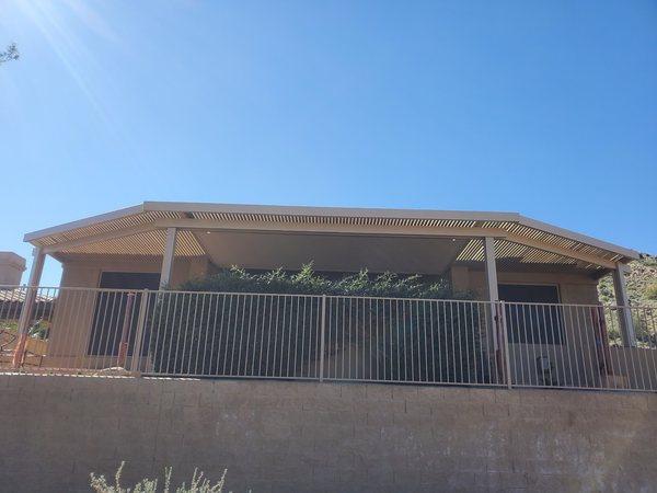 Balcony lattice patio cover shade example for Las Vegas area homes.